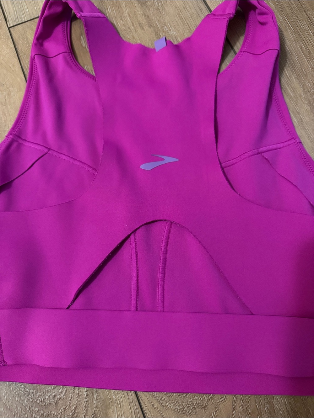 Brooks Women's High-Neck Sports Bra — Fuchsia Pink - Picture 4 of 5